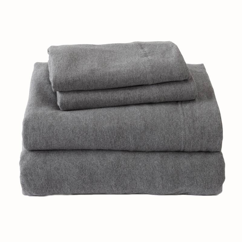 Premium Heathered Melange T-Shirt Jersey Knit Sheet Set - King - Charcoal