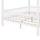 preview thumbnail 14 of 12, White+Gray Full Pine House Platform Bed with Roof and Fence