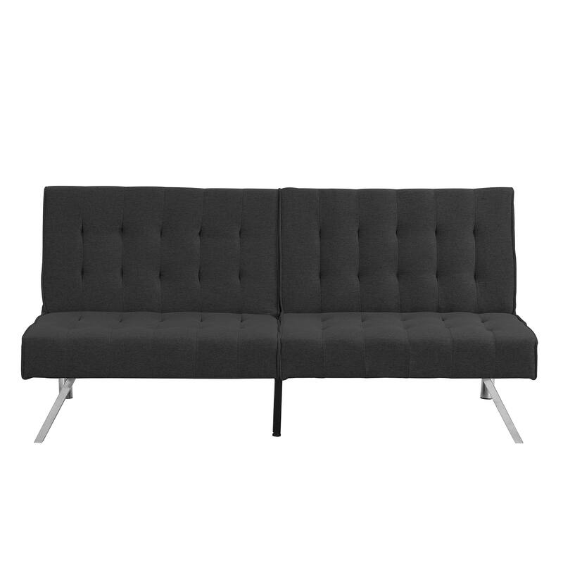 Multifunctional Black Fabric Futon Sofa Bed, 68x33x32 inches