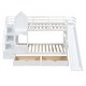 preview thumbnail 26 of 32, Playhouse Inspired Twin-Over-Twin Castle Style Bunk Bed with 2 Drawers 3 Shelves and Slide
