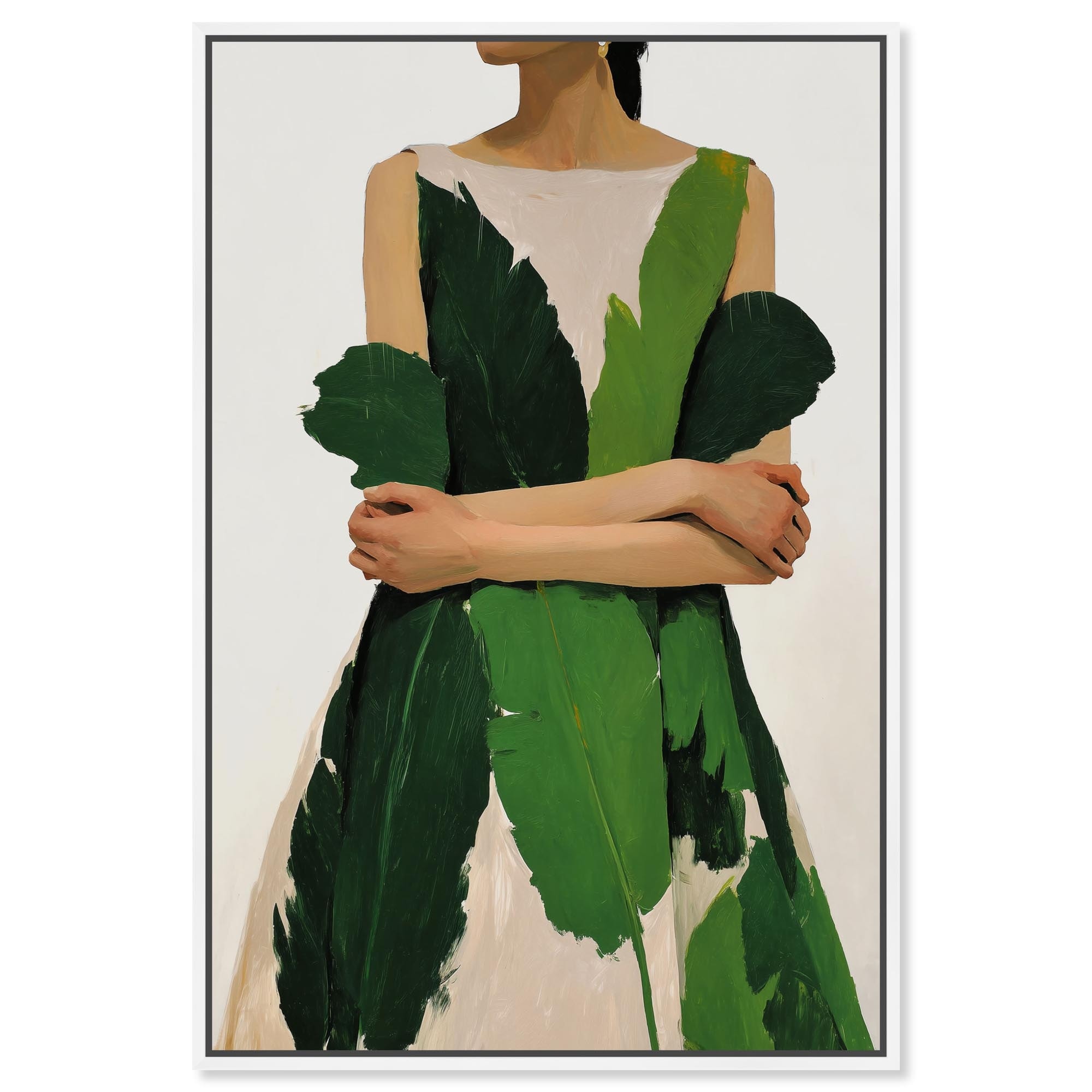 Leaf Dress Coastal Glam Decor Framed Canvas Print by Art Remedy