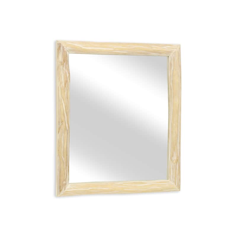 Handmade Rectangular Framed Wall Mirror - White - 20"