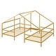 preview thumbnail 11 of 21, Double Twin House Beds with Built-in Table, Platform/Daybed, Gold