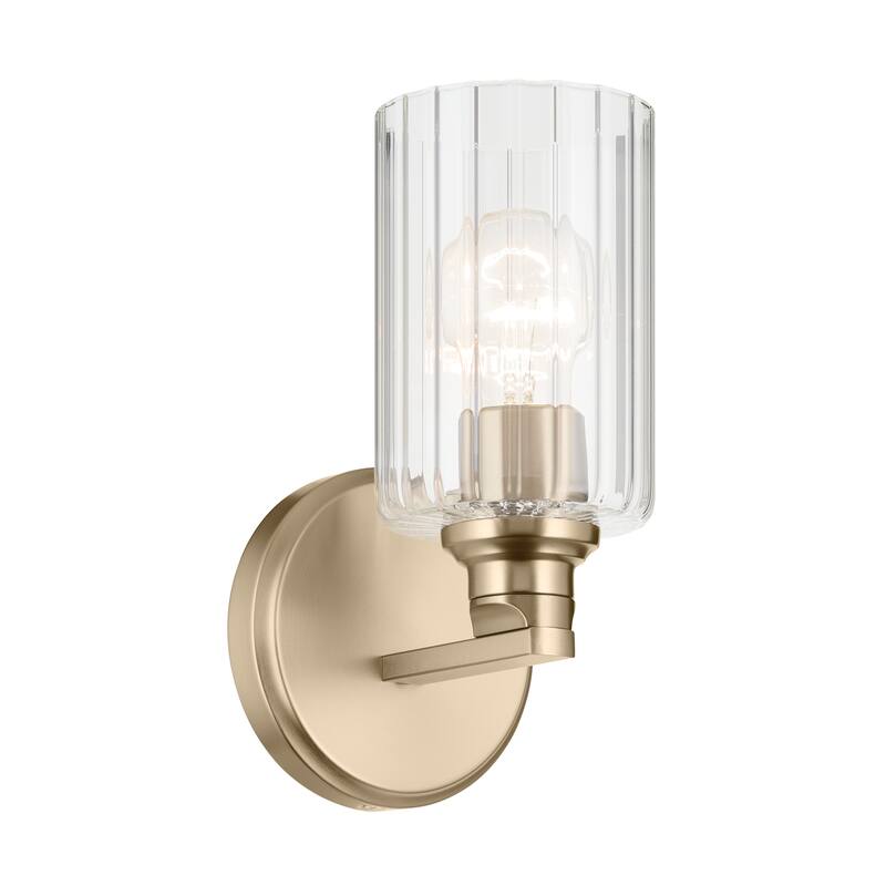 Kichler Lighting Gioe 9.5" 1-Light Wall Sconce with Clear Fluted Glass in Champagne Bronze