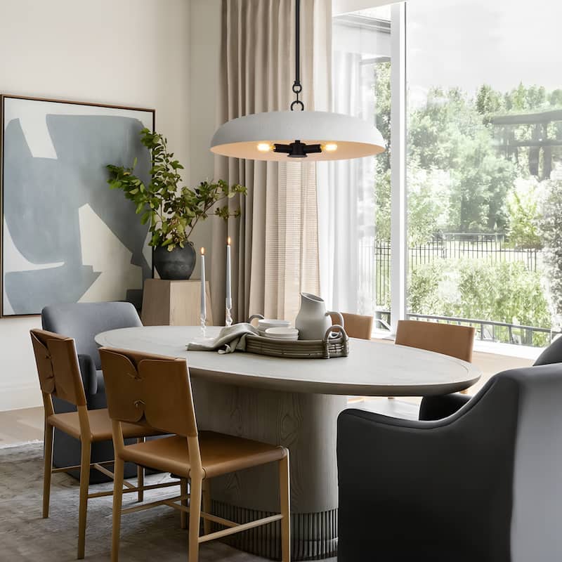 LamQee 20" Pendant Light Metal Dome Ceiling Hanging Chandelier - 19.7 inch