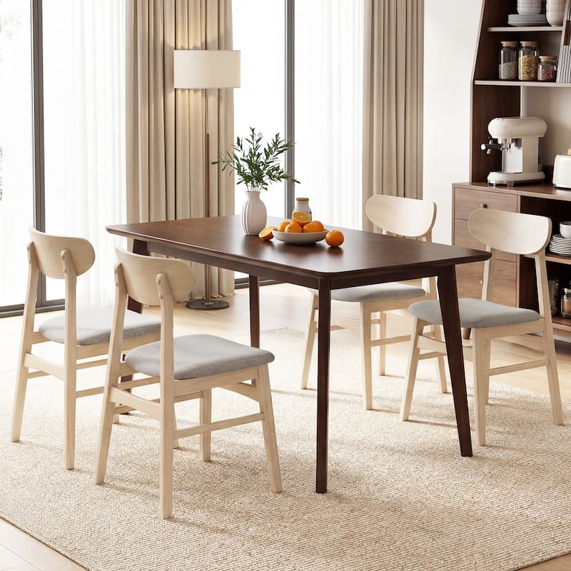 Gymax 4PCS Dining Chair Fabric Upholstered Kitchen Armless Chairs