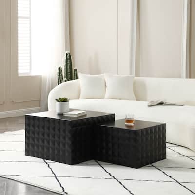 Modern Glam Square Nesting Coffee End Side Table for Living Room(Set of 2)