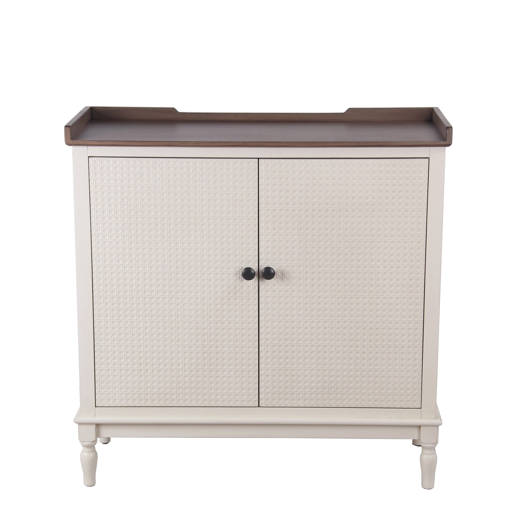 Shop 2 Door Wooden Cabinet With Tray Top And Turned Legs White