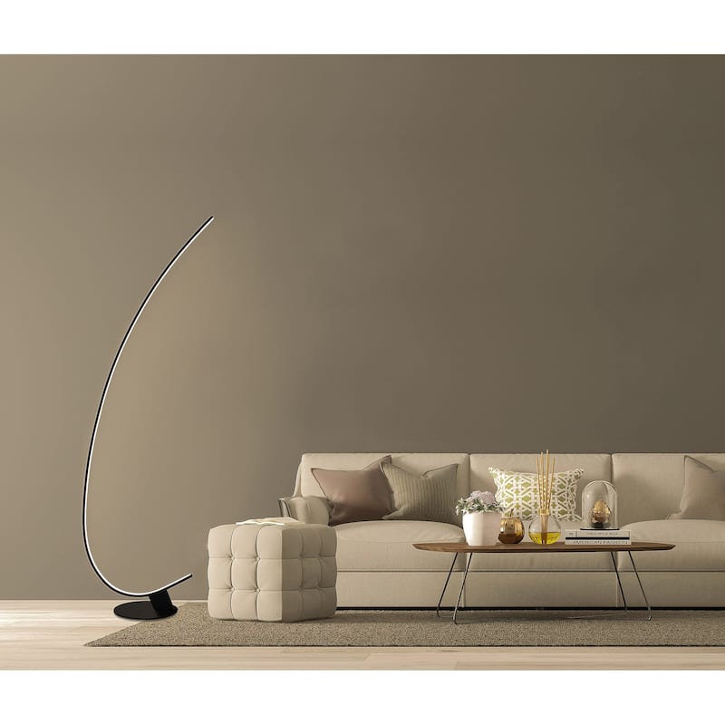 Full-Arched LED Floor Lamp with Remote & Party/Mood Light, black - 69