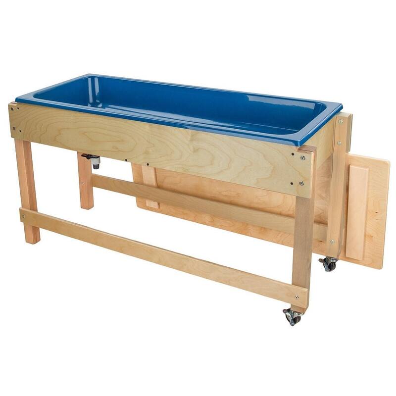 Kids Double Tub Sensory Table with Lid & Dual Drains - Birch Wood Indoor Play Activity Table