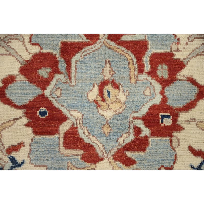 Hand Knotted Oriental 100% Wool Carpet Transitional Floral Beige & Ivories Oushak Area Rug - 9' 0'' X 6' 2''