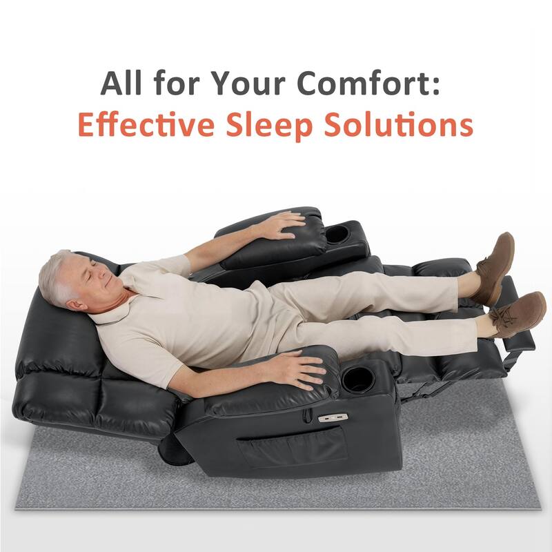 MCombo Medium Dual Motor Power Lift Recliner Chair Infinite Position, Massage and Heat, Extended Footrest, Faux Leather 7890