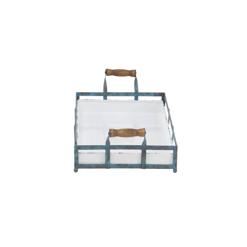 Metal Tray - Set of 2 Blue - Roche River Decor