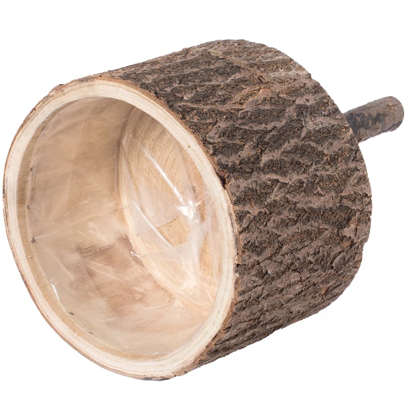 Wooden Stump Tree Log with Bark Planter Pot with Small Tree Branch Legs