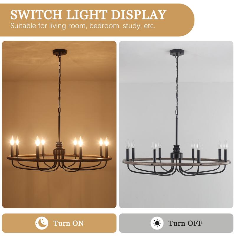 8-Light Candlestick Hanging Linear Island Foyer Chandelier Lighting Fixture for Dining Room Kitchen Island