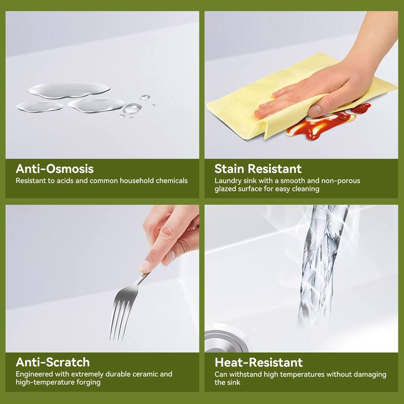 HOROW 36 in. White Fireclay Farmhouse Apron-Front Single-Bowl Kitchen Sink with Bottom Grid and Strainer