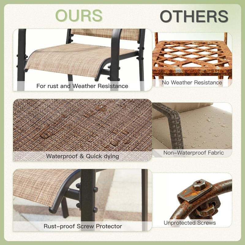 Patio Dining Set, Outdoor Dining Table and Chairs Set with Textilene Chairs, Adjustable Umbrella Hole for Garden, Backyard