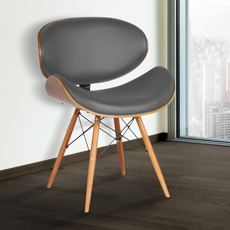 Cassie Mid-Century Modern Dining Chair - Gray and Walnut