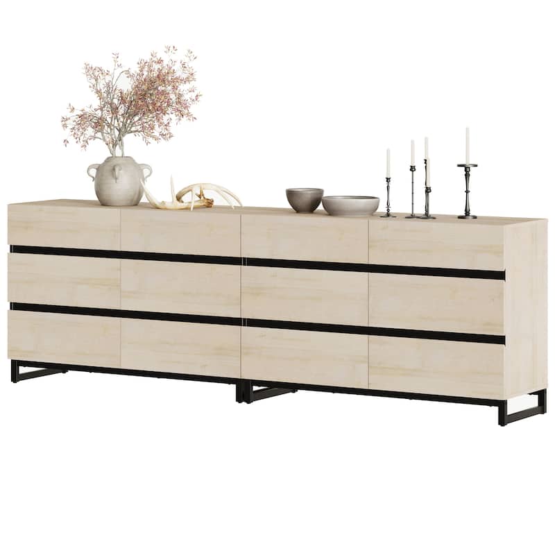 WAMPAT Dresser for Bedroom, Closet Organizers and Storage with Drawers, Chest of Drawers with Metal Base, Modern Wooden Dresser