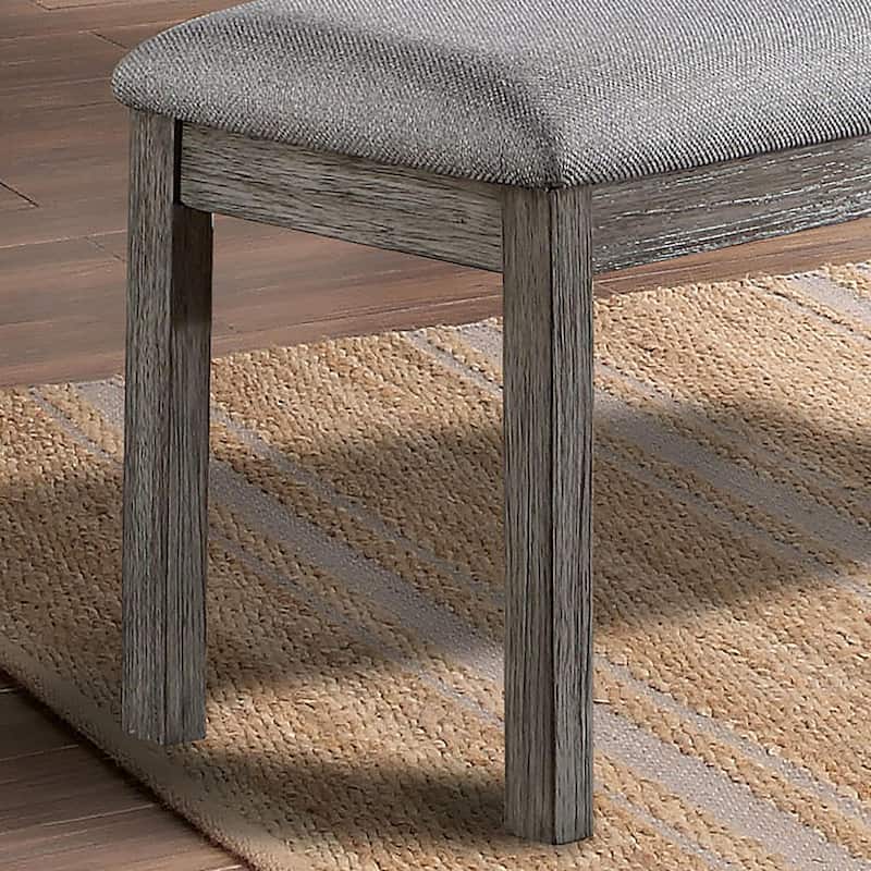 Bura Rustic Grey Upholstered Bench by Furniture of America