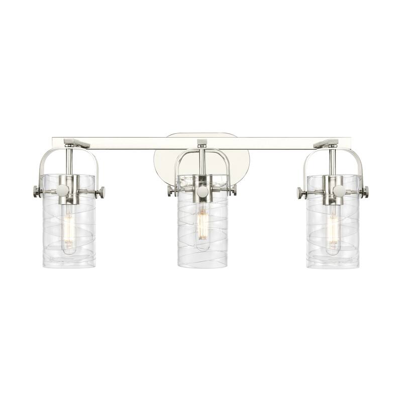 Innovations Lighting 423-3W-11-25 Pilaster II Cylinder Vanity Pilaster - Polished Nickel / Deco Swirl