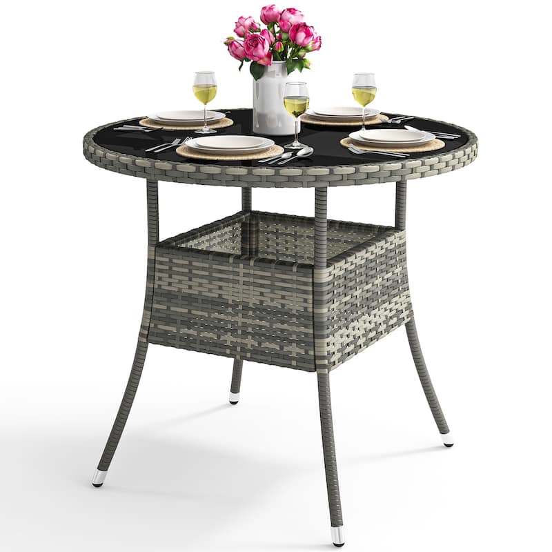 Outdoor Patio Wicker Table - 31.5" L x 31.5" W x 28.7" H