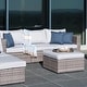 preview thumbnail 7 of 8, Corvus Sevilla 8-piece Grey Wicker Sofa Fire Pit Set with Blue Pillows