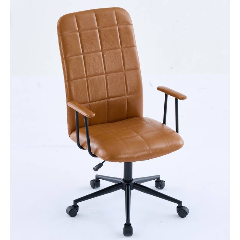 PU leather office chair, with armrest, high backrest, soft foam seating, 360 degree swivel, adjustable gaslift