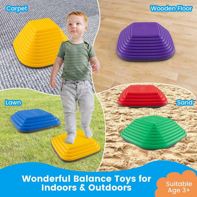 Costway 6 Pcs Kids Stepping Stone Square Balance Blocks for - See Details