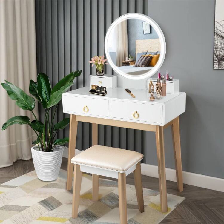 Set 3 Makeup Vanity Table Color Lighting Jewelry Divider Dressing Table - 52.5" x 31.5" x 16" (L x W x H)