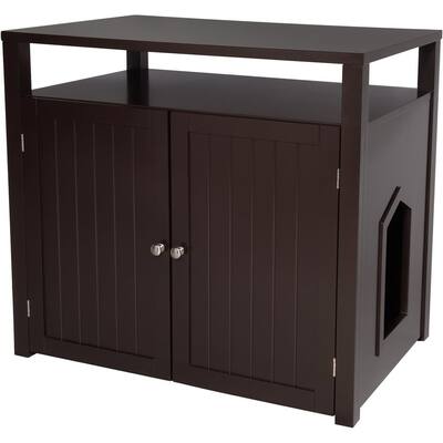 Arf Pets Hidden Cat Litter Box Furniture, Large Cat Litter Box Enclosure Furniture with Table