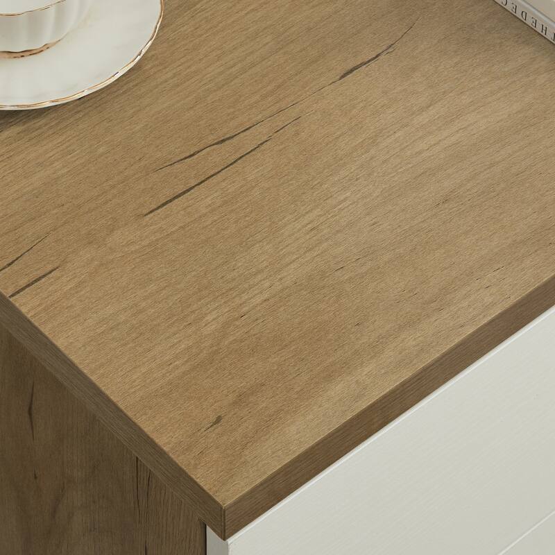 Modern White Oak Storage Solid Wood Drawer Dresser Side Cabinet