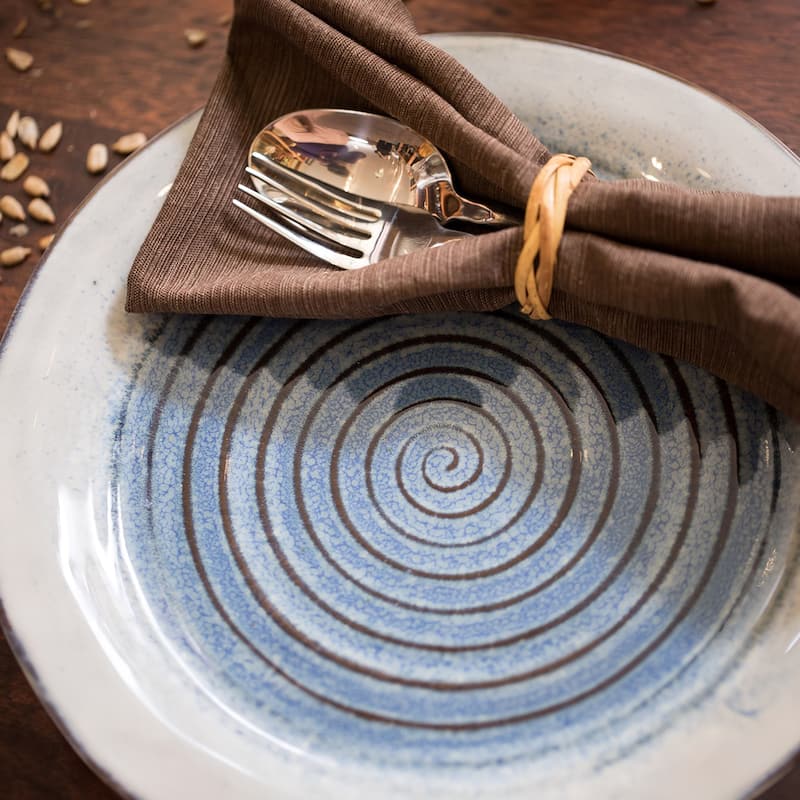 Sango Talia 16-Piece Stoneware Dinnerware Set with Round Plates, Bowls, and Mugs, Dusk Blue