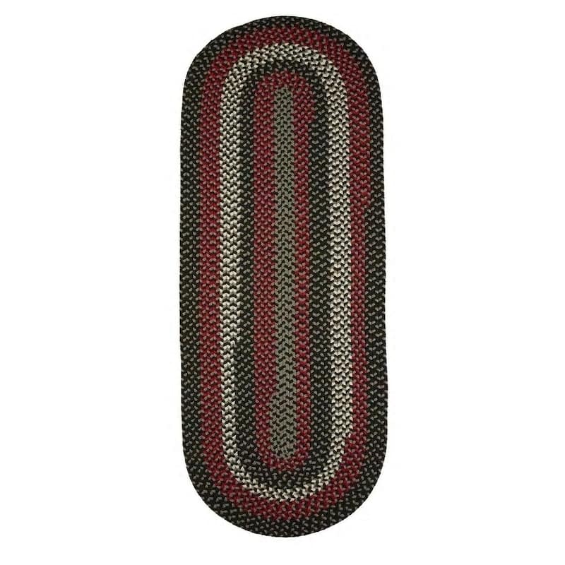 Rhody Rug Mission Hill Indoor/Outdoor Braided Area Rug - Black - 2' x 6' Runner