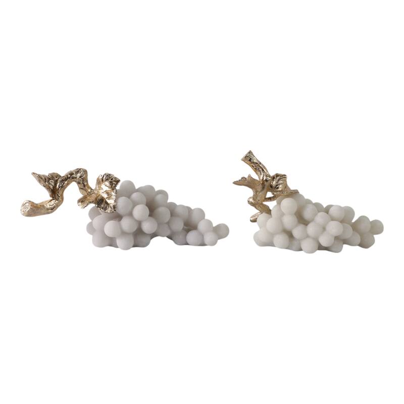 Polyresin Decorative Object Grape Branches (Set of 2) - 7/6" White - 14.25" x 5" x 6"