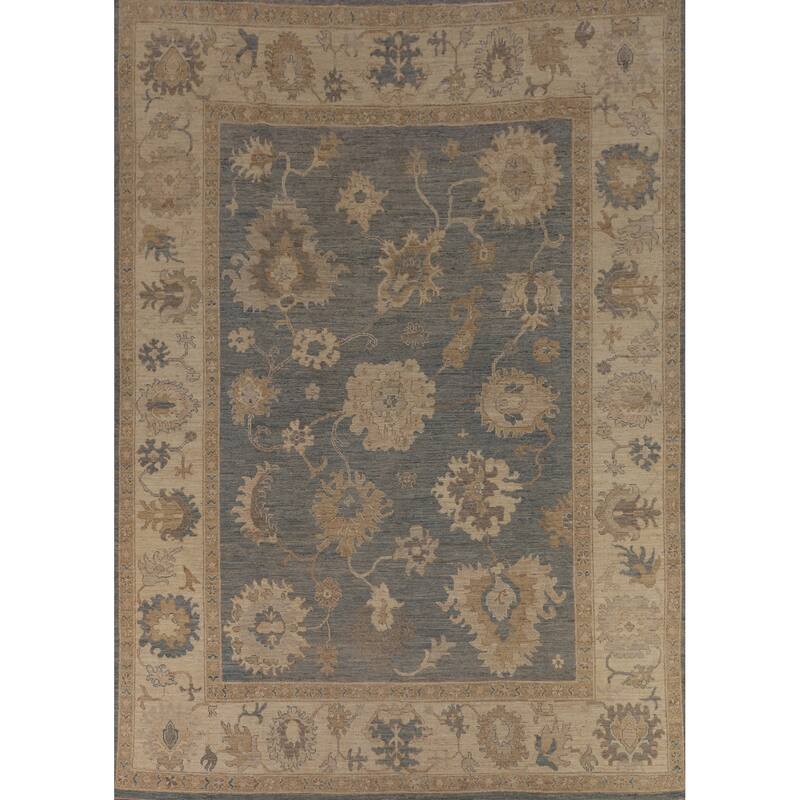 Gray Vegetable Dye Oushak Turkish Area Rug Hand-Knotted Wool Carpet - 8'9"x 11'9"