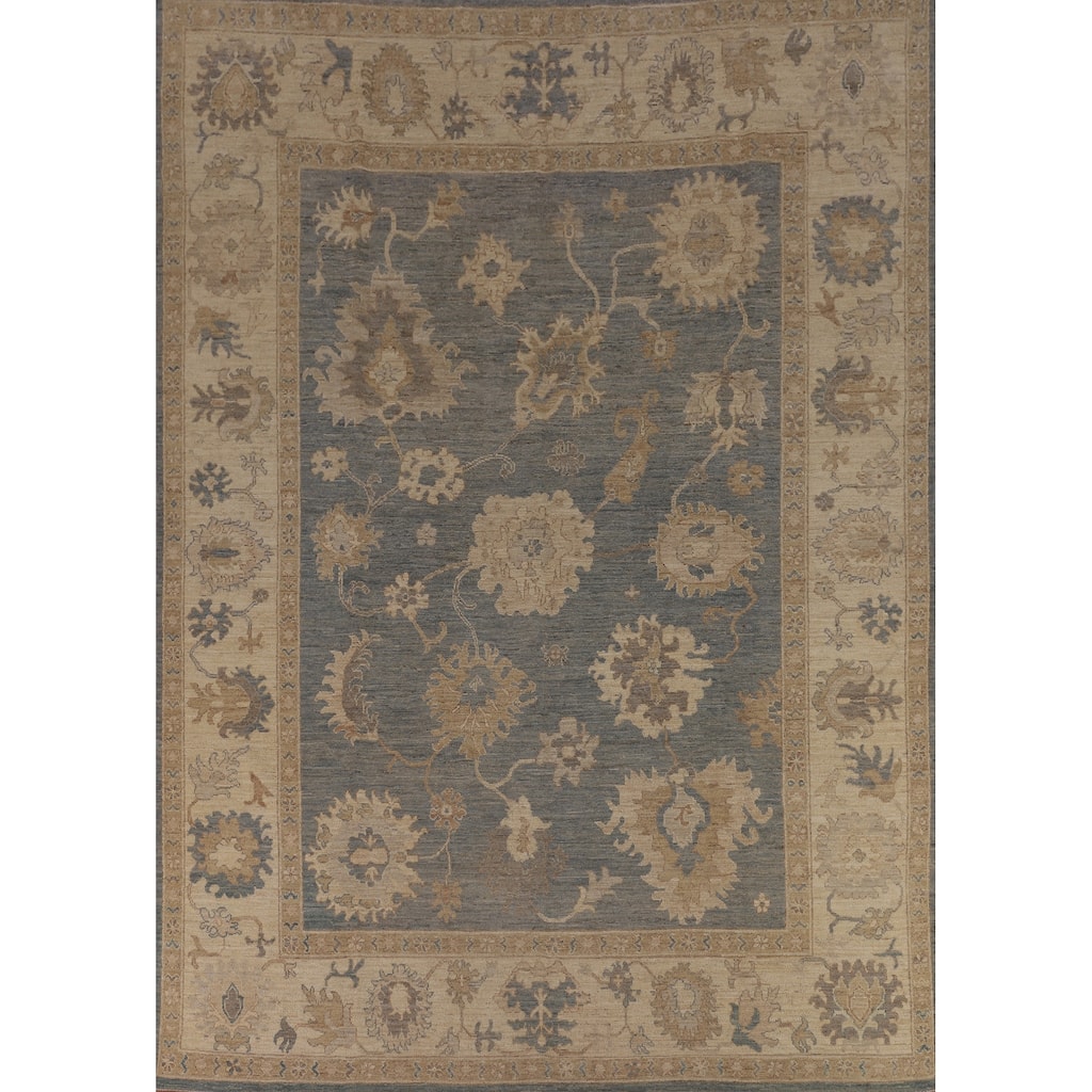 Gray Vegetable Dye Oushak Turkish Area Rug Hand-Knotted Wool Carpet - 8'9"x 11'9"