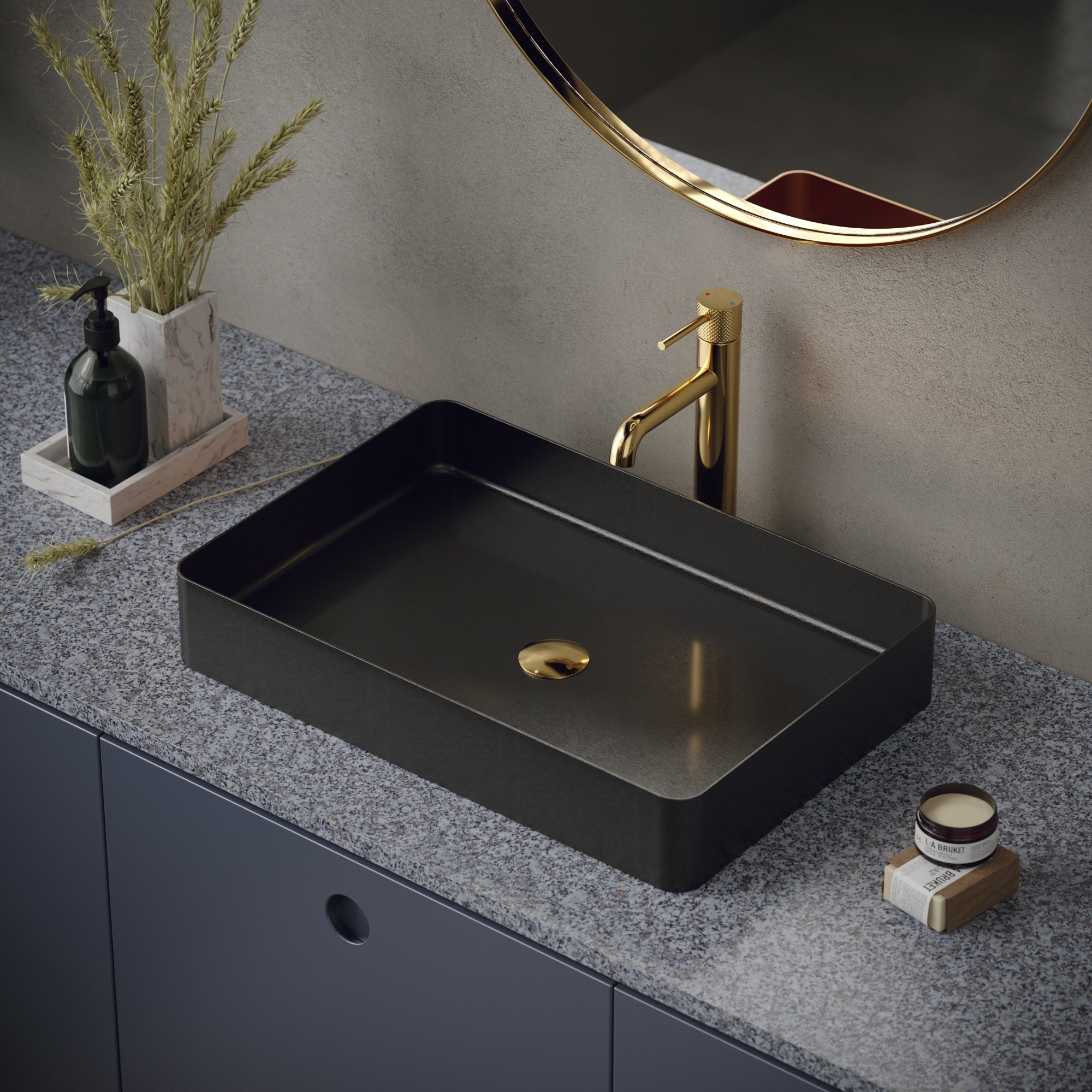 いりりん Karran Cinox Stainless Steel Rectangular Vessel Sink - Bed