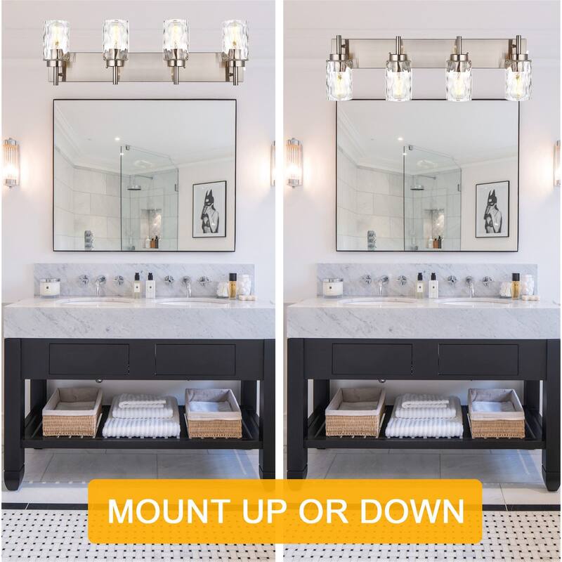 4-Light Vanity Light with Hammered Glass