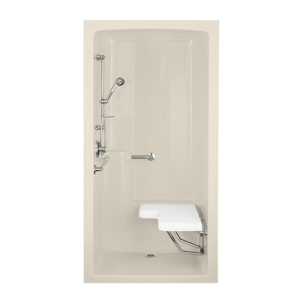 Kohler K C Freewill One Piece Barrier Free Transfer Shower Module With Brushed Stainless Steel Grab Bars And Seat On Overstock