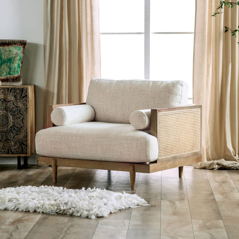 Jacques Mid Century Modern Rattan 3-piece Living Room Set by Furniture of America