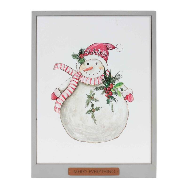 Santa and Snowman Framed Christmas Wall Art - 10.5" x 14" - Set of 2