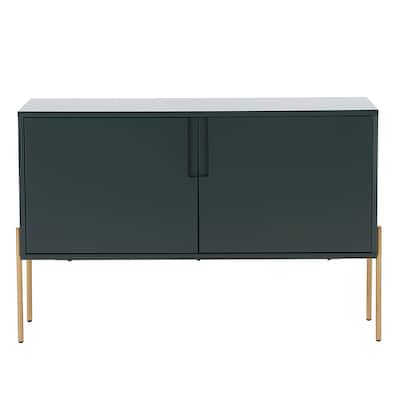 48-inch Wood Sideboard in Matte Green with Interior Shelves