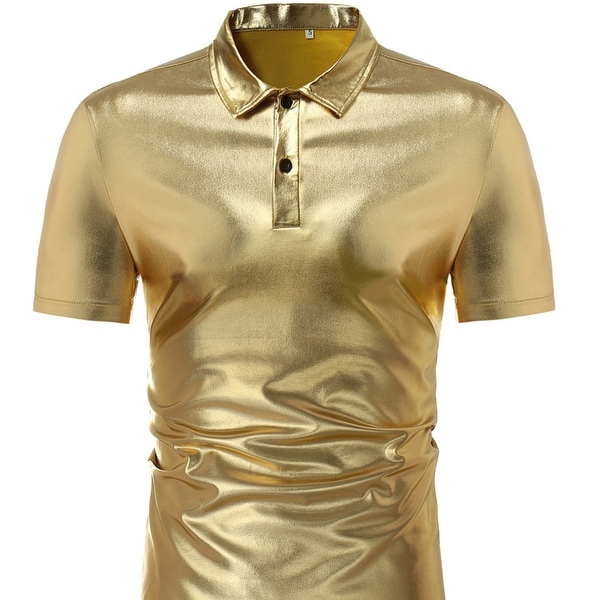 Mens Short Sleeve T Shirt Hipster Metallic Gold Silver Crew Neck Short Sleeve T Shirt