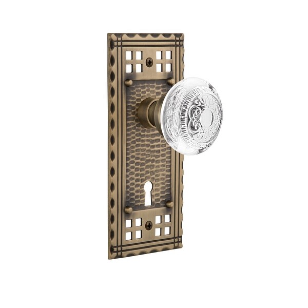 Nostalgic Warehouse CRACED_PRV_234_KH Vintage Crystal Egg and Dart Privacy Door Knob Set with Craftsman Rose, 2-3/4" Backset