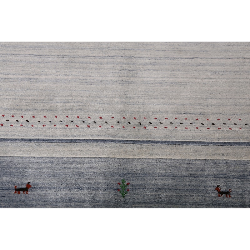 Gabbeh Indian Area Rug Hand-Knotted Tribal Beige Wool Carpet - 5'5" x 7'7"