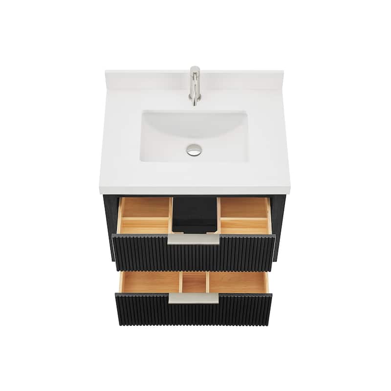 Barcelona Floating Bath Vanity with Quartz Stone Top without Mirror
