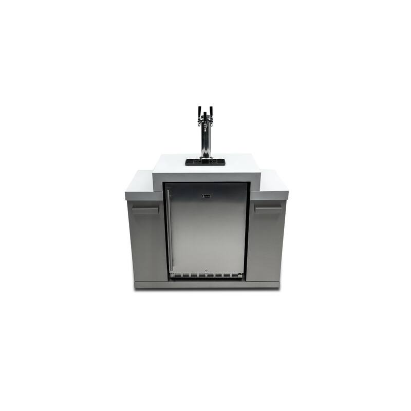 Mont Alpi MA-KEG Stainless Steel Outdoor Triple Tap Kegerator Refrigerator Module with Digital Display with Granite Countertops