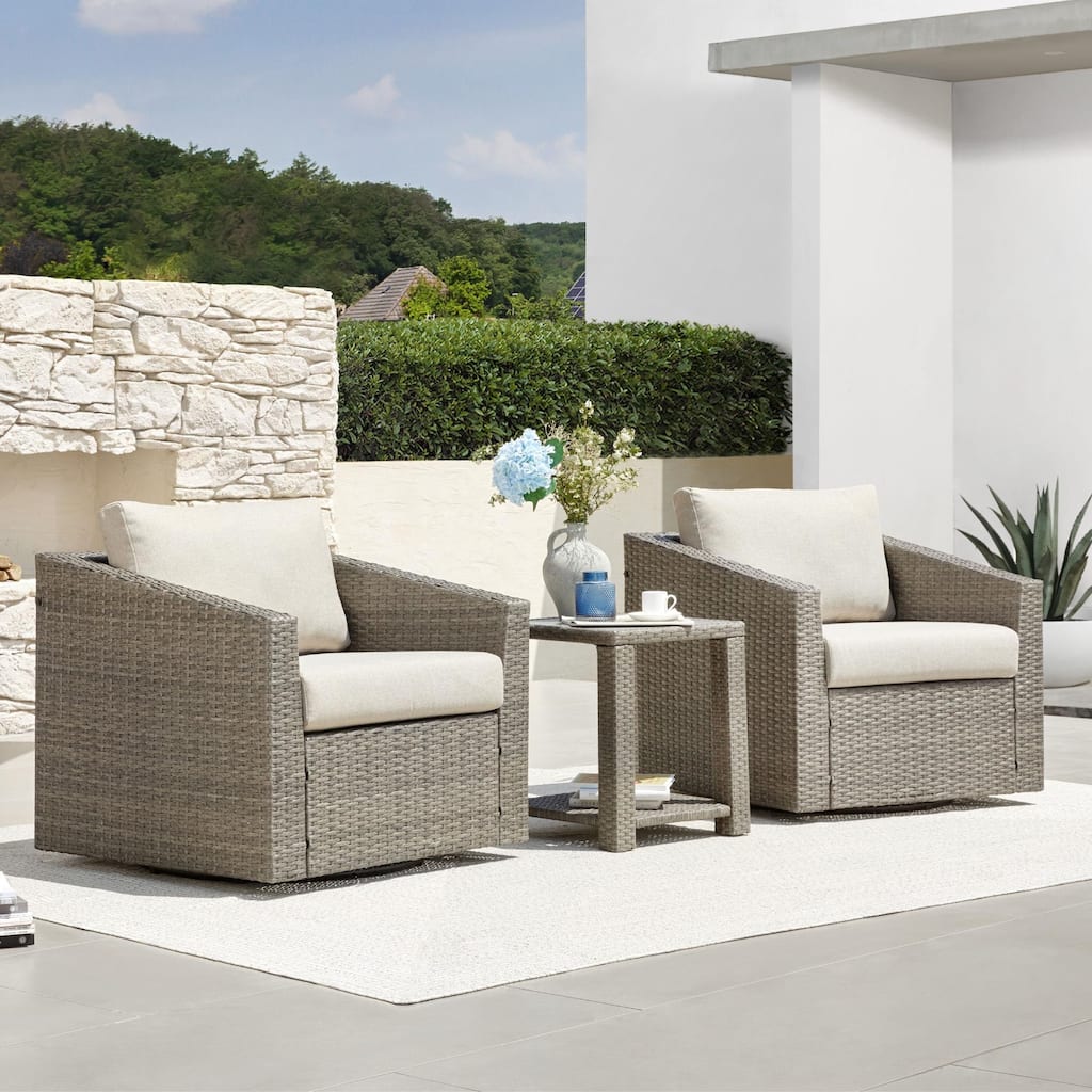 3 Pieces Outdoor Wicker Patio Conversation Bistro Set