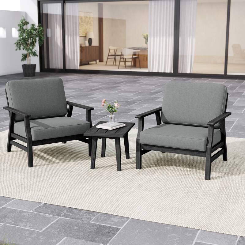 3-piece Cushioned Outdoor Club Chiars With Side Table